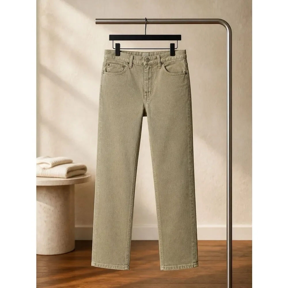 BEIGE WRANGLER STRAIGHT LEG REGULAR FIT ADVANCED COMFORT JEANS 38 X 32
